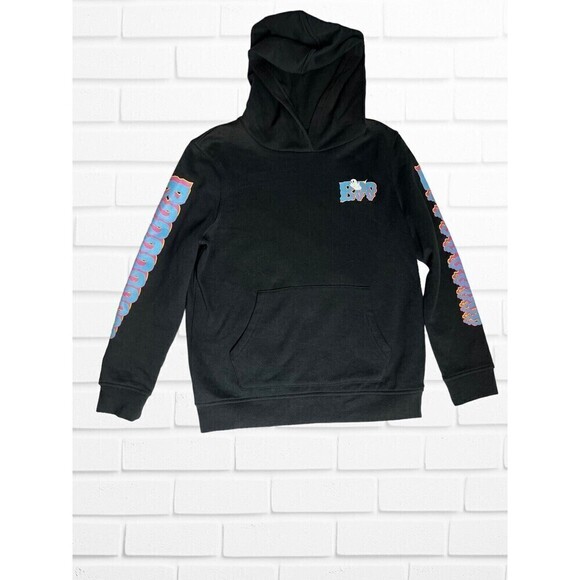 Boys Black Ghost Pullover Hoodie Size‎ Medium (8/10) Boo Halloween Sweatshirt - Picture 1 of 9